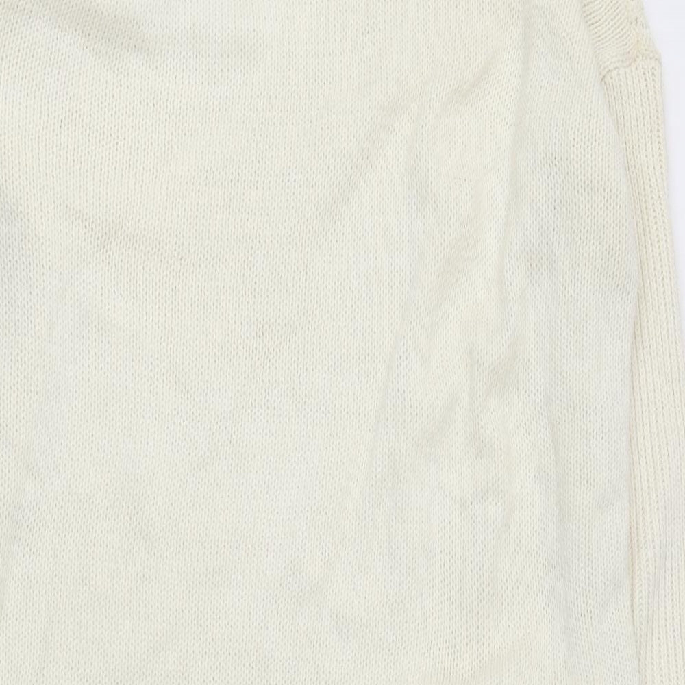 ASOS Womens White Acrylic Jumper Dress Size 12 Roll Neck Pullover