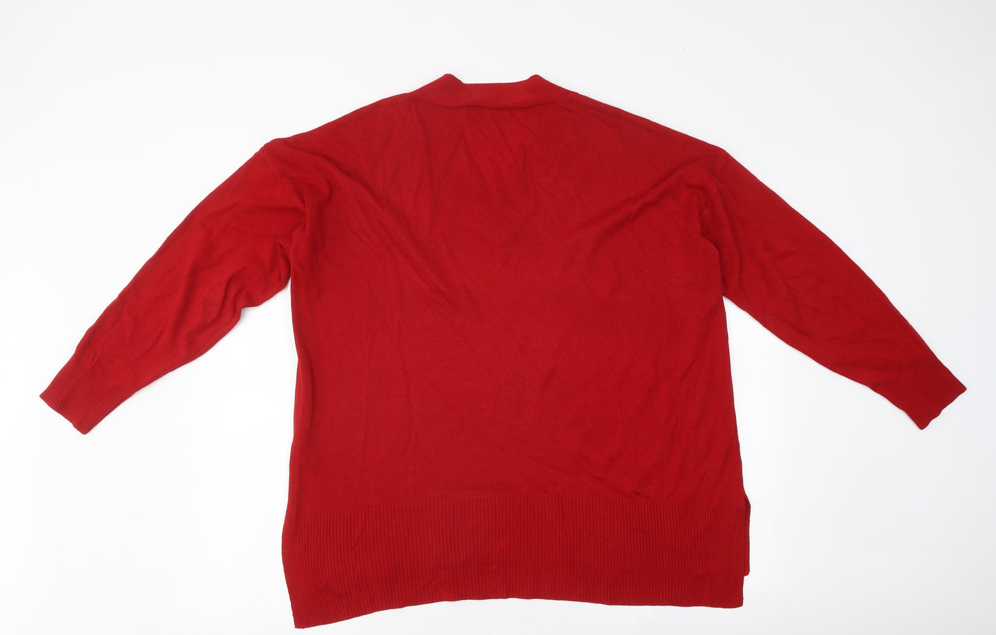 Very Womens Red Polyester Basic T-Shirt Size 16 V-Neck