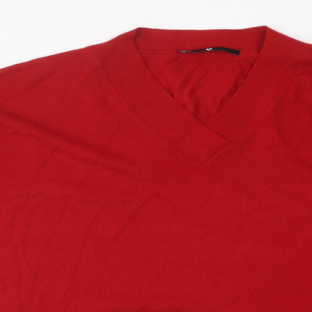 Very Womens Red Polyester Basic T-Shirt Size 16 V-Neck