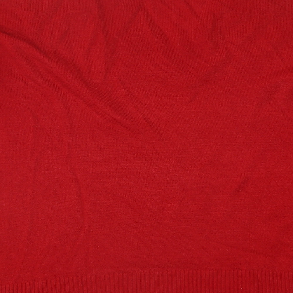 Very Womens Red Polyester Basic T-Shirt Size 16 V-Neck