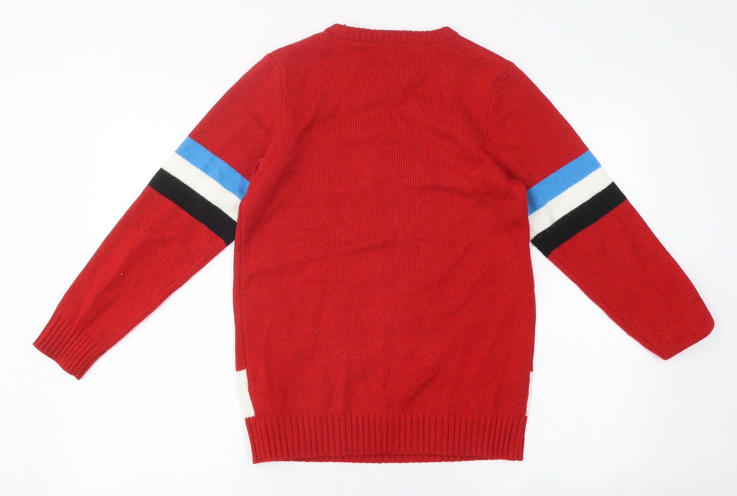 F&F Boys Red Round Neck Polyester Pullover Jumper Size 11-12 Years Pullover - Christmas Reindeer