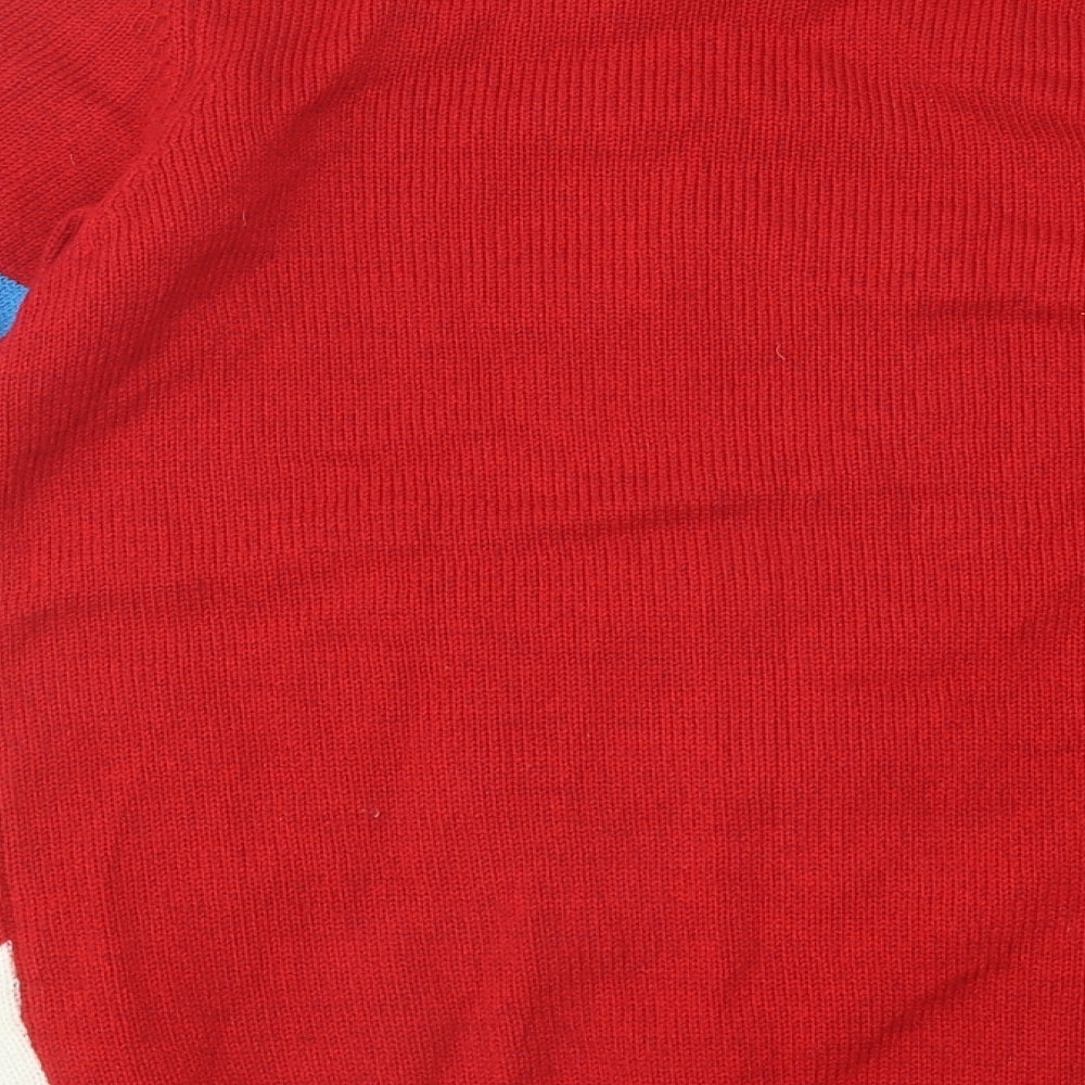 F&F Boys Red Round Neck Polyester Pullover Jumper Size 11-12 Years Pullover - Christmas Reindeer