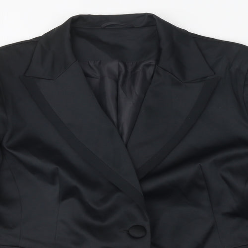 Preworn Womens Black Jacket Blazer Size 16 Button