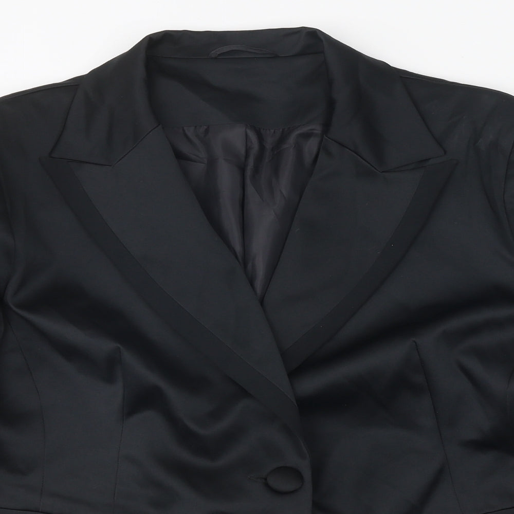 Preworn Womens Black Jacket Blazer Size 16 Button