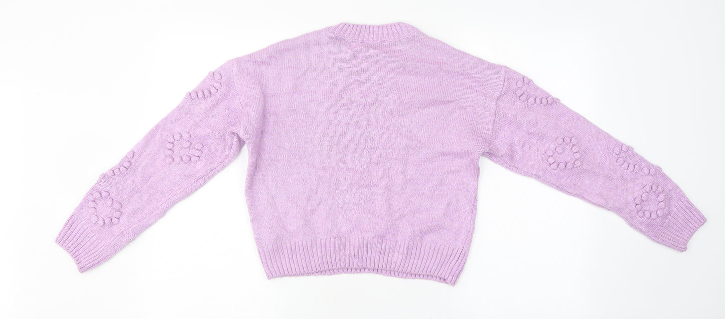 New Look Girls Purple Round Neck Polyester Pullover Jumper Size 12-13 Years Pullover