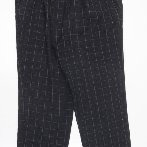 Marks and Spencer Womens Black Check Polyester Capri Trousers Size 16 L27 in Regular Button