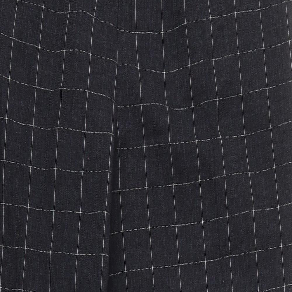 Marks and Spencer Womens Black Check Polyester Capri Trousers Size 16 L27 in Regular Button