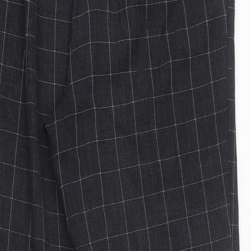 Marks and Spencer Womens Black Check Polyester Capri Trousers Size 16 L27 in Regular Button