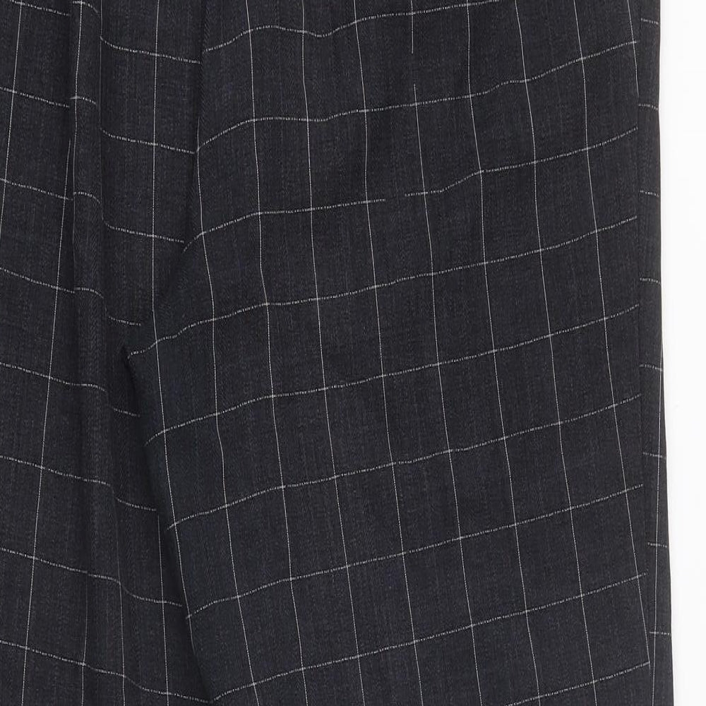 Marks and Spencer Womens Black Check Polyester Capri Trousers Size 16 L27 in Regular Button