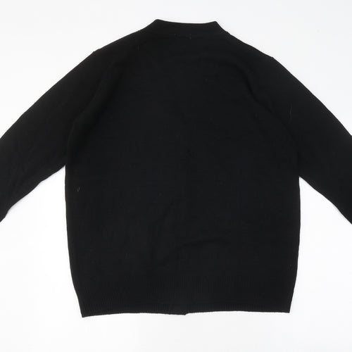 Damart Womens Black V-Neck Acrylic Full Zip Jumper Size L