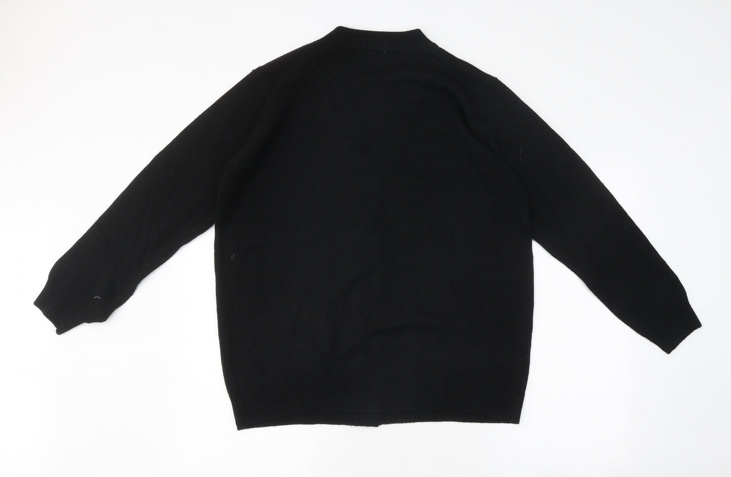 Damart Womens Black V-Neck Acrylic Full Zip Jumper Size L