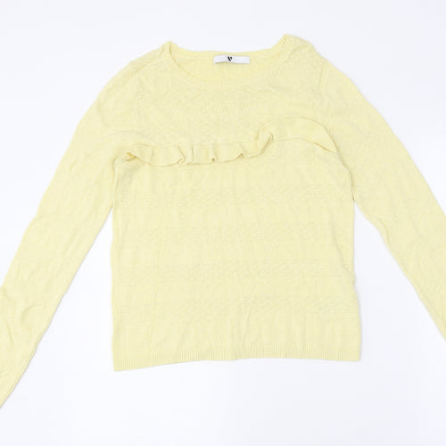Very Womens Yellow Polyester Basic T-Shirt Size 10 Round Neck