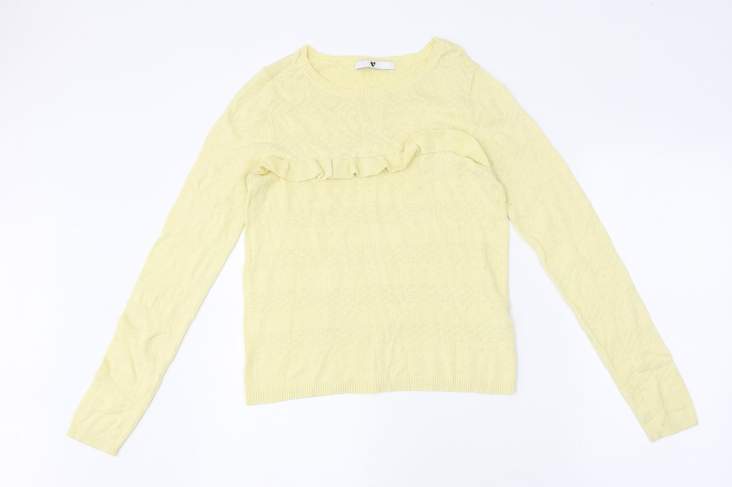 Very Womens Yellow Polyester Basic T-Shirt Size 10 Round Neck