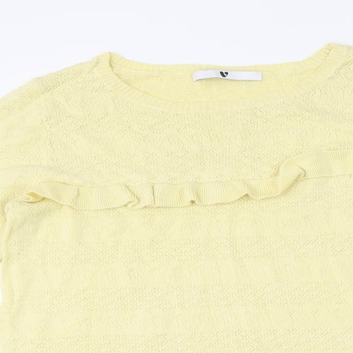 Very Womens Yellow Polyester Basic T-Shirt Size 10 Round Neck