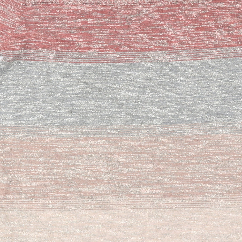 NEXT Womens Multicoloured Striped Polyester Basic T-Shirt Size 6 Boat Neck