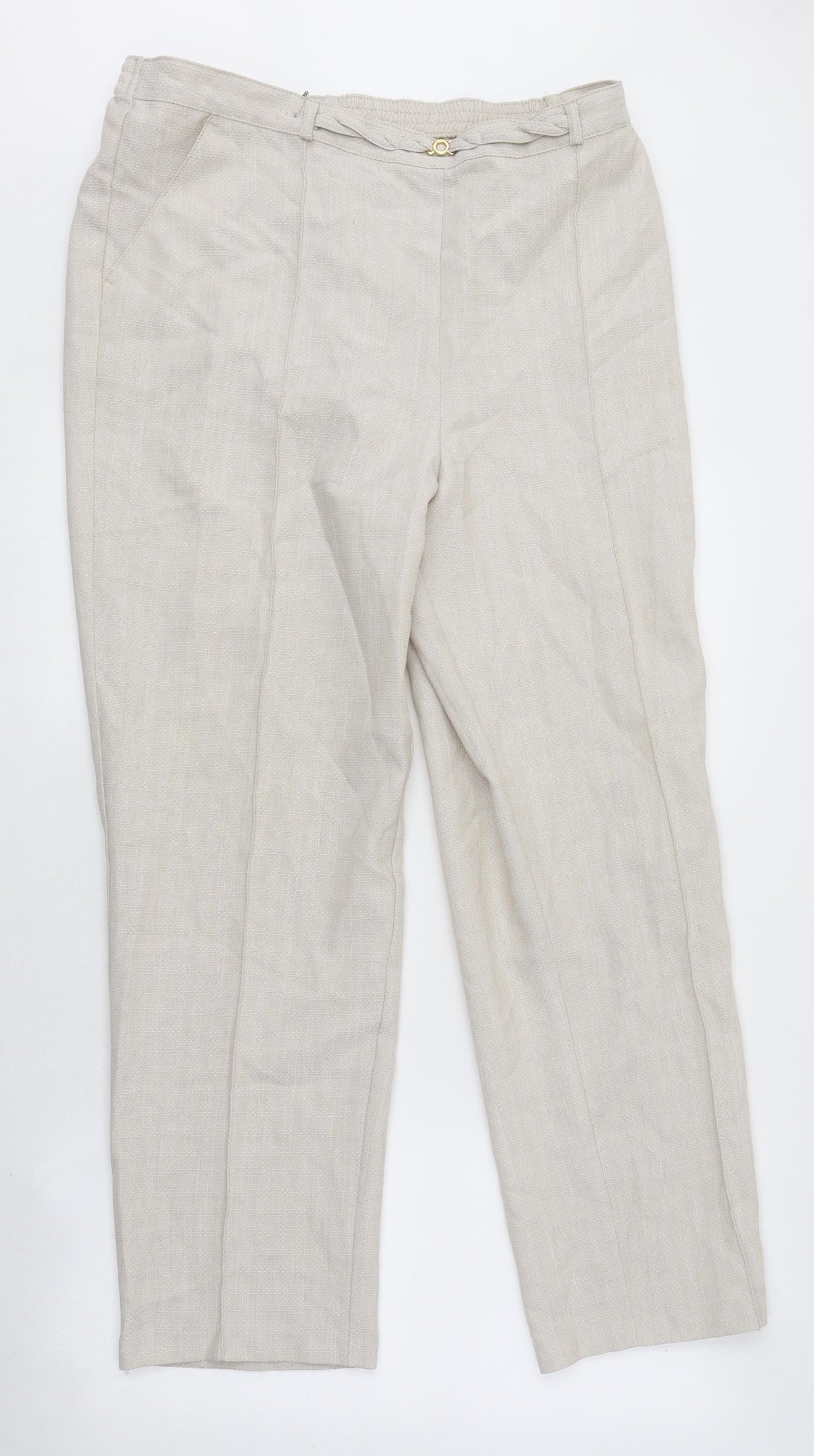Marks and Spencer Womens Beige Polyester Trousers Size 18 L29 in Regular