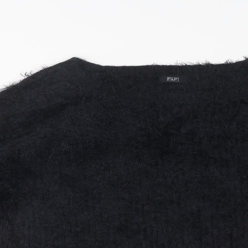 F&F Womens Black Round Neck Polyester Pullover Jumper Size 14