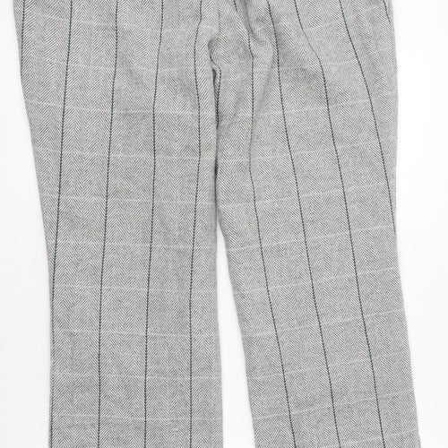 Cotton Traders Womens Grey Check Polyester Trousers Size 12 L28 in Regular Zip