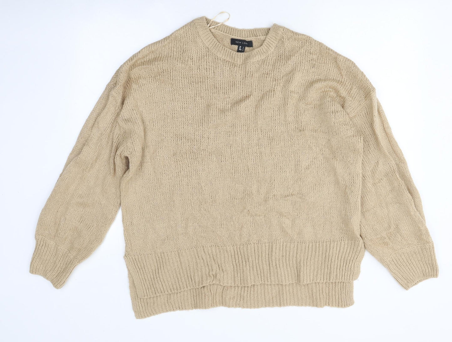New Look Womens Beige Round Neck Polyester Pullover Jumper Size L
