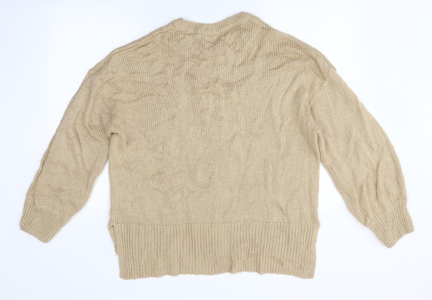 New Look Womens Beige Round Neck Polyester Pullover Jumper Size L