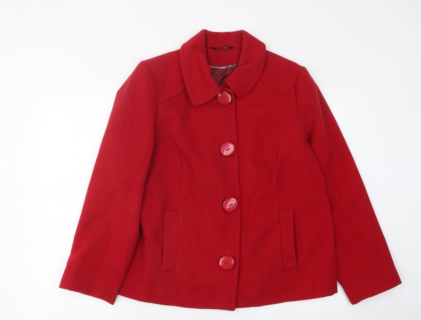 Bonmarché Womens Red Military Jacket Coat Size 16 Button