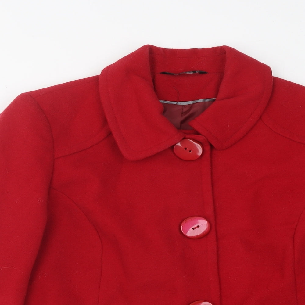Bonmarché Womens Red Military Jacket Coat Size 16 Button
