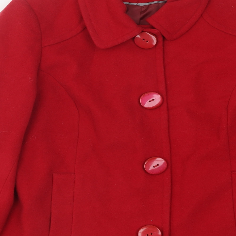 Bonmarché Womens Red Military Jacket Coat Size 16 Button