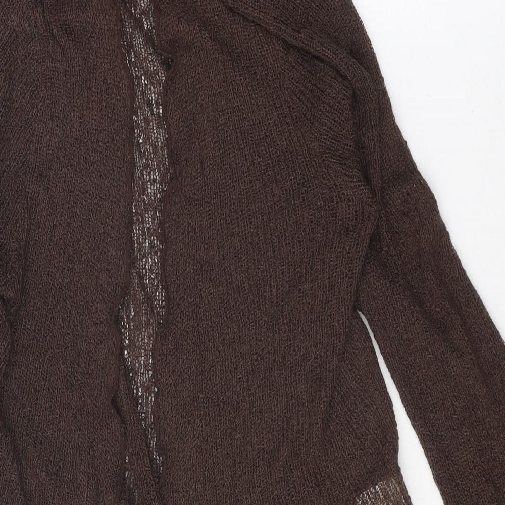 iZ Womens Brown Round Neck Polyester Cardigan Jumper Size M