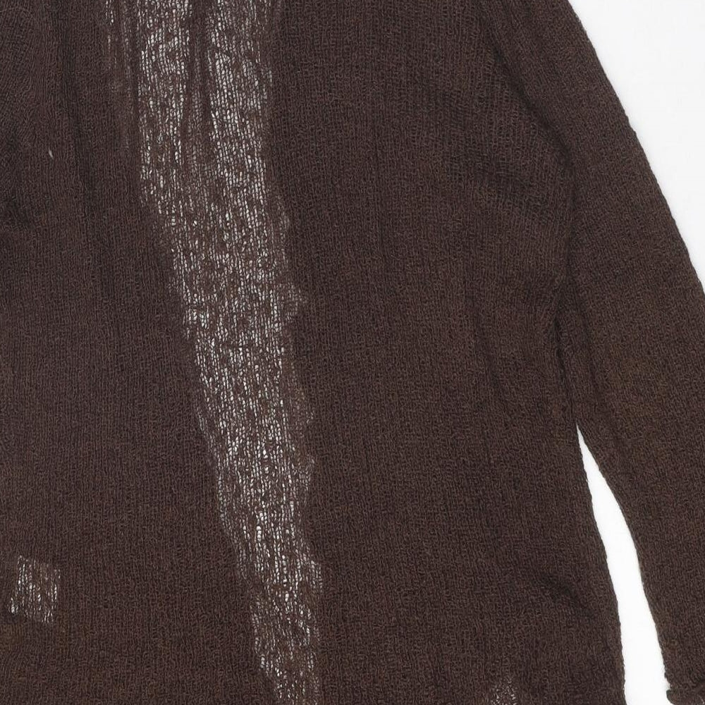 iZ Womens Brown Round Neck Polyester Cardigan Jumper Size M
