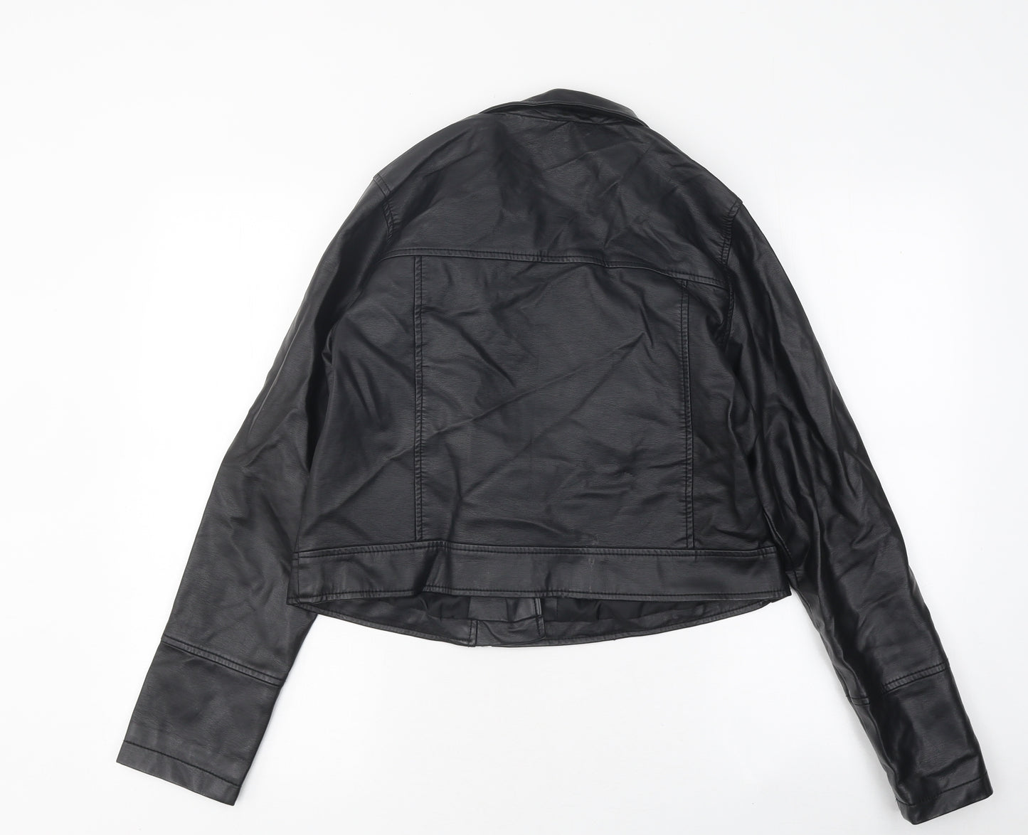 Primark Womens Black Biker Jacket Size 12 Zip