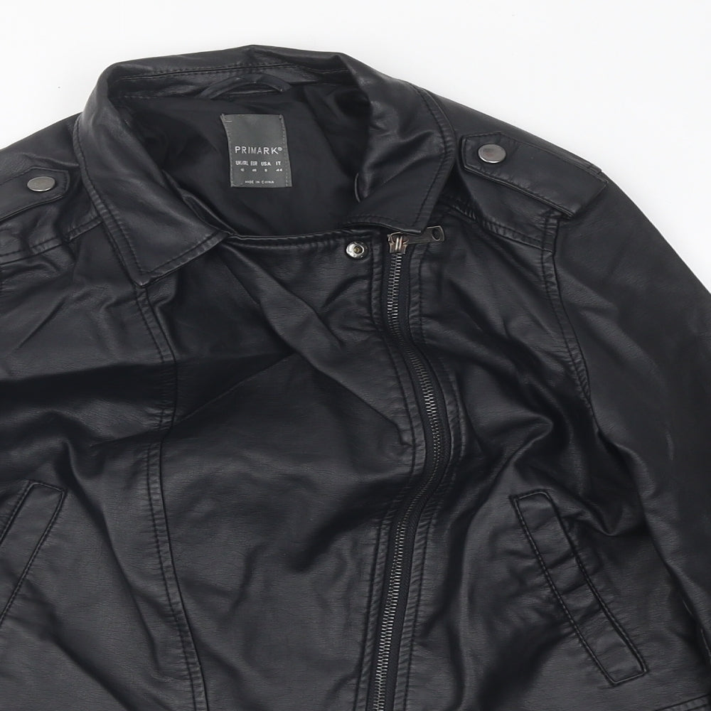 Primark Womens Black Biker Jacket Size 12 Zip