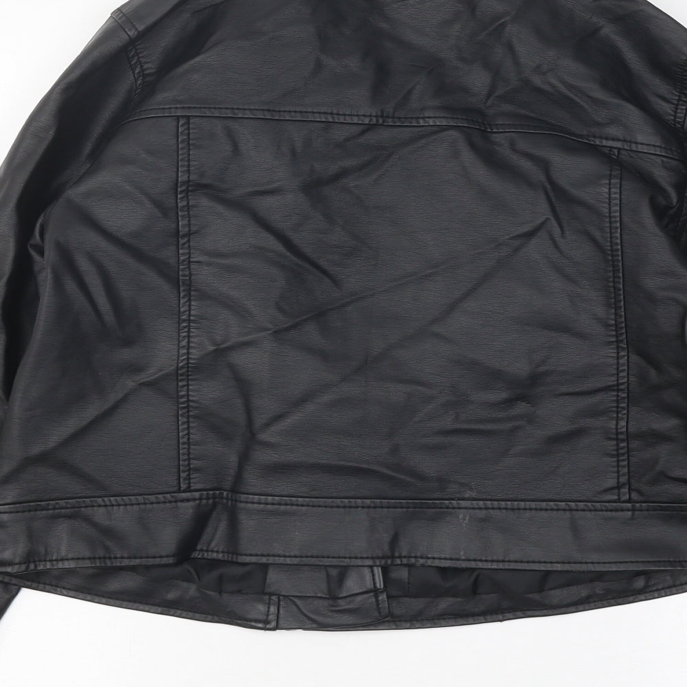 Primark Womens Black Biker Jacket Size 12 Zip