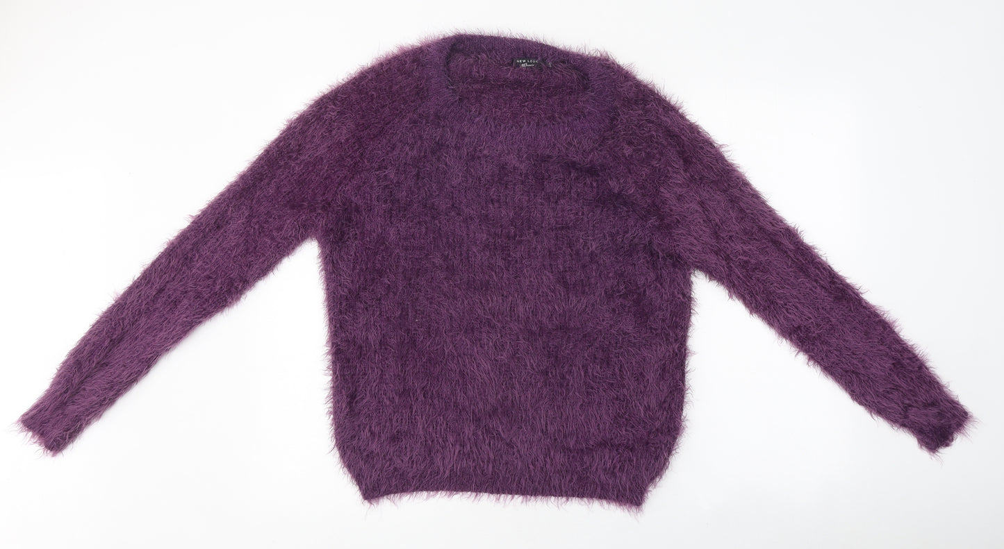 New Look Girls Purple Round Neck Polyester Pullover Jumper Size 14-15 Years Pullover