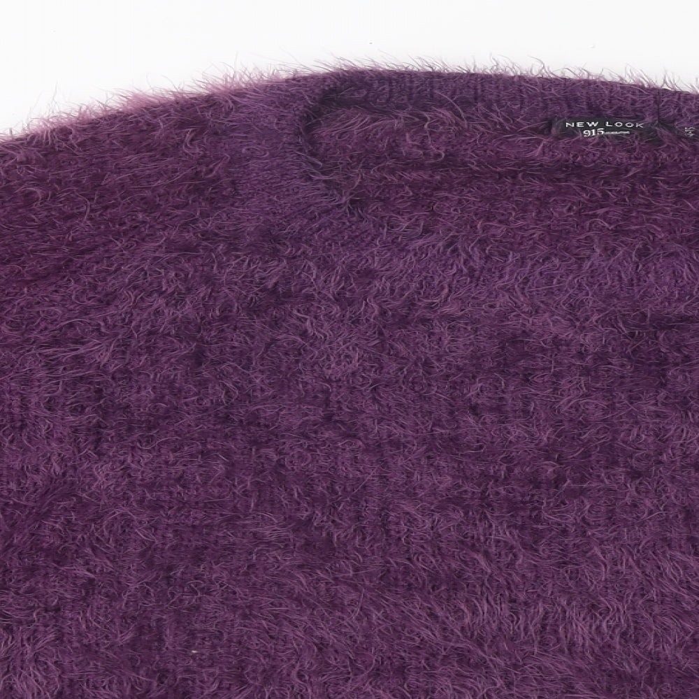 New Look Girls Purple Round Neck Polyester Pullover Jumper Size 14-15 Years Pullover