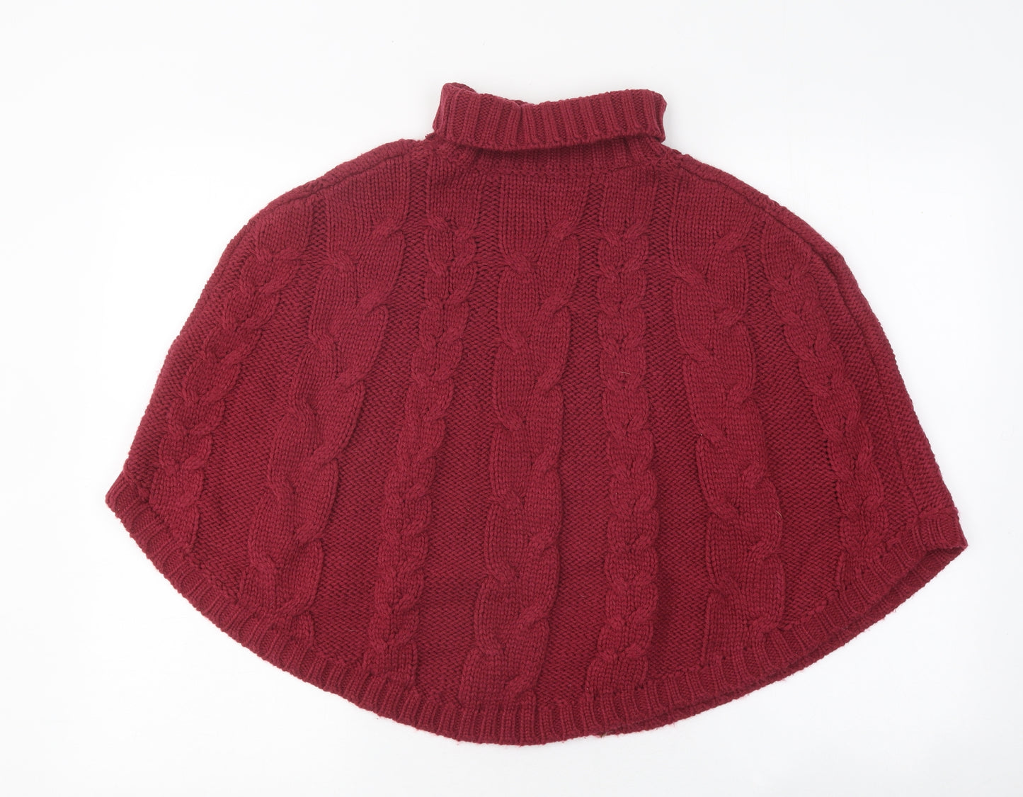 Nutmeg Girls Red Roll Neck Cotton Pullover Jumper Size 9-10 Years Pullover - Poncho