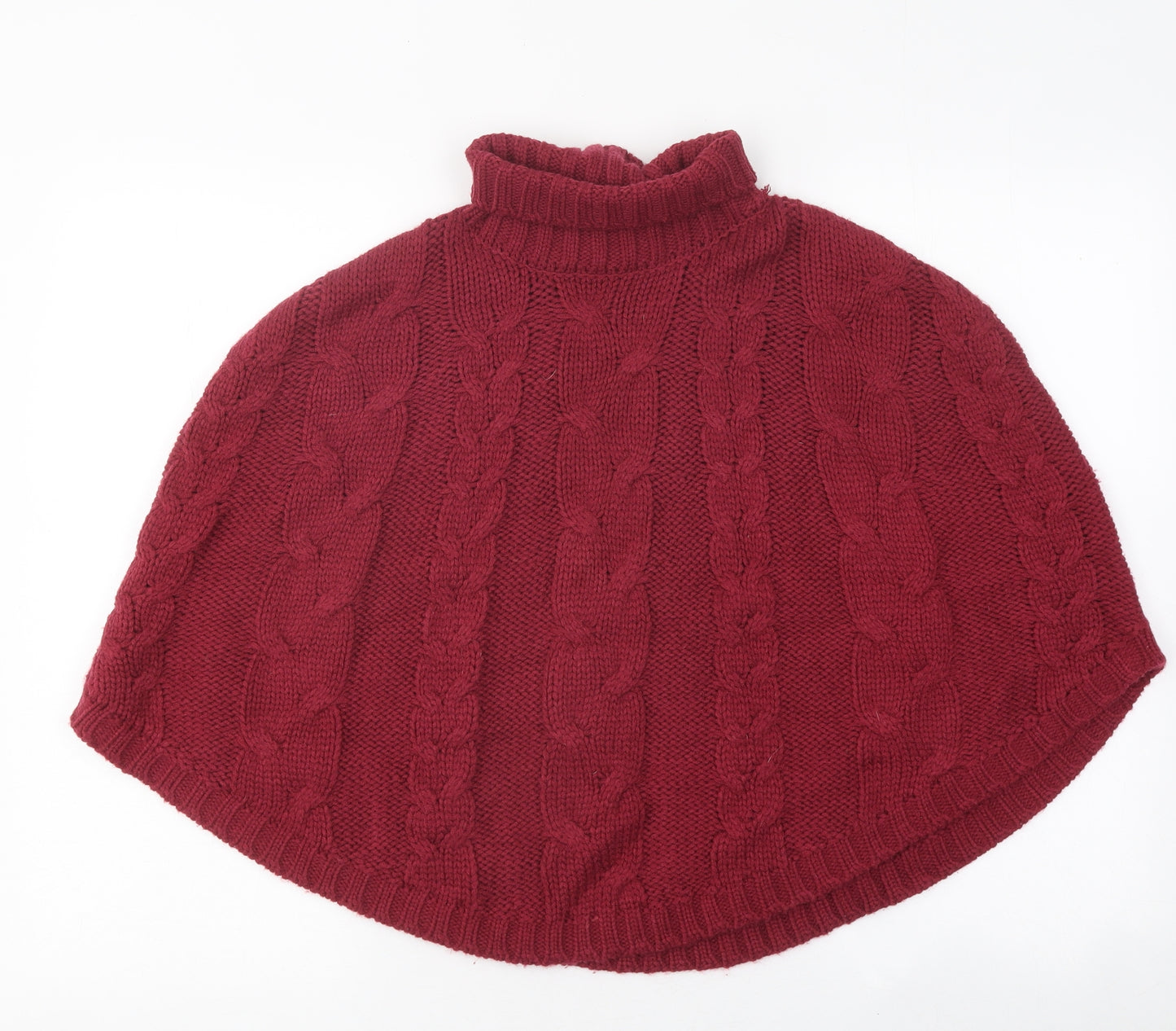Nutmeg Girls Red Roll Neck Cotton Pullover Jumper Size 9-10 Years Pullover - Poncho