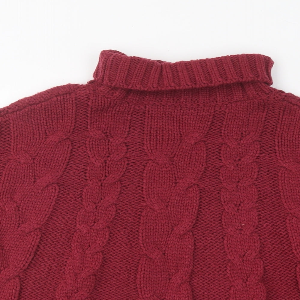 Nutmeg Girls Red Roll Neck Cotton Pullover Jumper Size 9-10 Years Pullover - Poncho