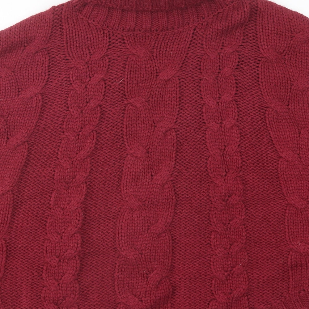 Nutmeg Girls Red Roll Neck Cotton Pullover Jumper Size 9-10 Years Pullover - Poncho