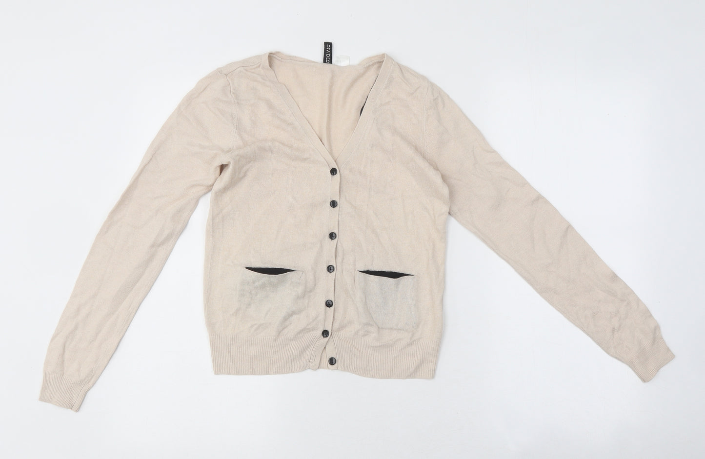 Devided Womens Beige V-Neck Polyester Cardigan Jumper Size 4