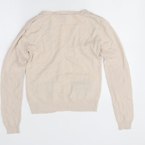 Devided Womens Beige V-Neck Polyester Cardigan Jumper Size 4