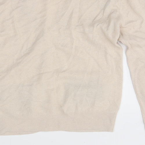 Devided Womens Beige V-Neck Polyester Cardigan Jumper Size 4
