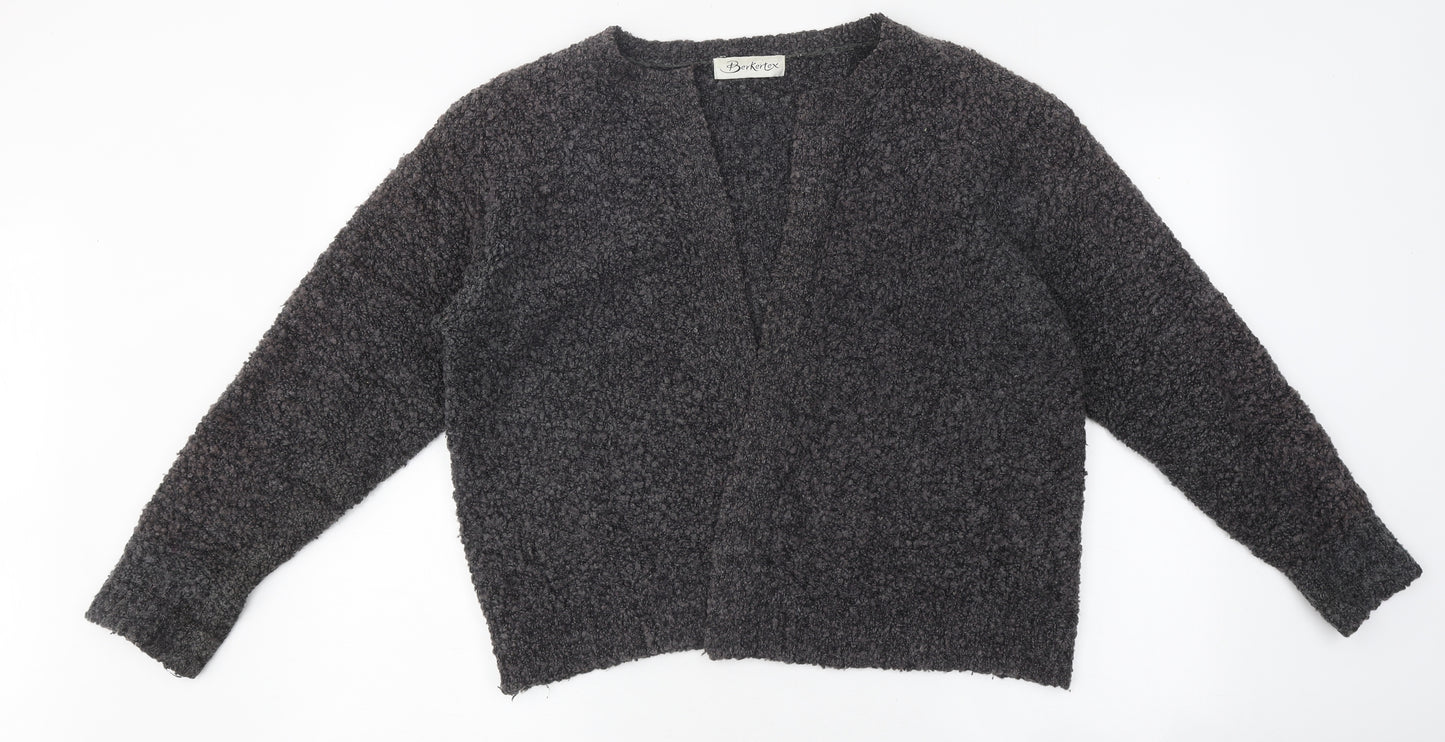 Berkeritex Womens Grey Round Neck Polyester Cardigan Jumper Size 14