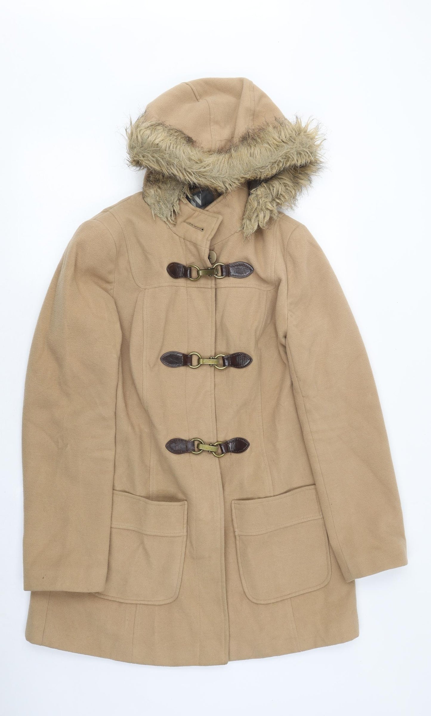 W Womens Black Pea Coat Coat Size M Hook & Loop