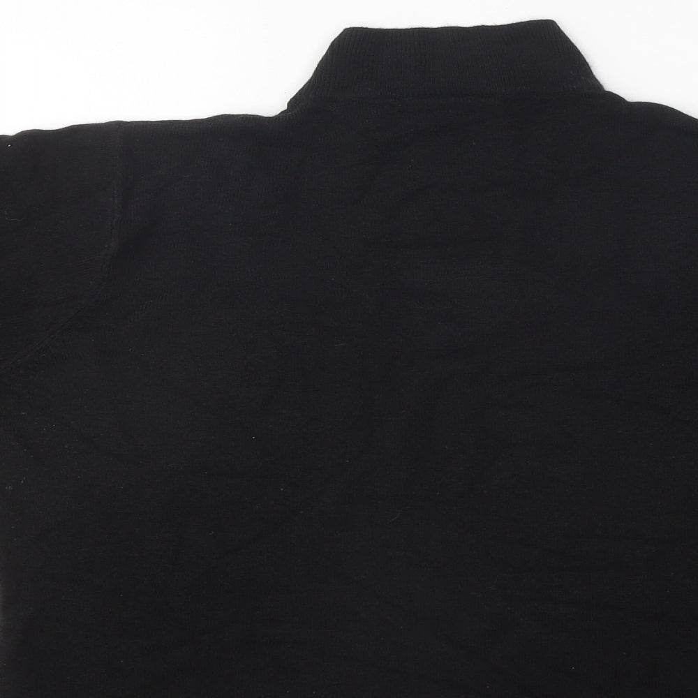 BHS Womens Black Polyester Basic T-Shirt Size 16 High Neck - Ribbed