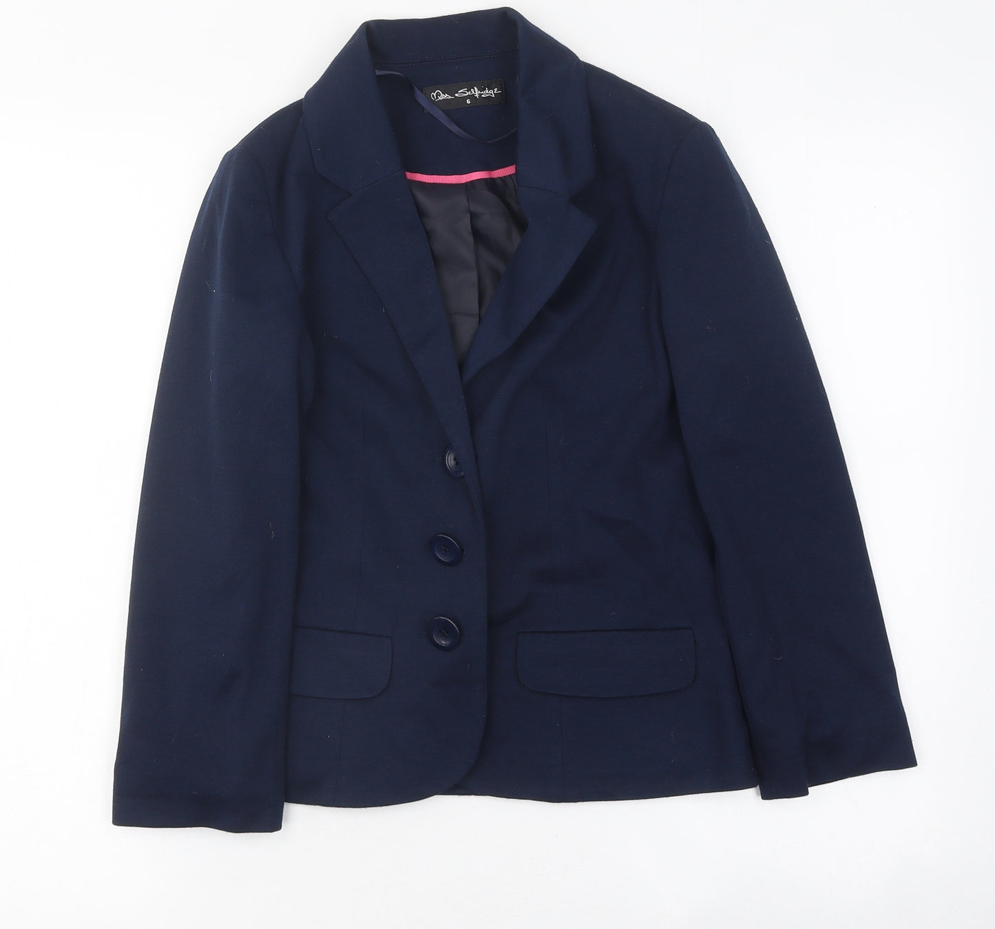 Miss Selfridge Womens Blue Jacket Blazer Size 6 Button