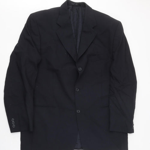 Preworn Mens Black Jacket Blazer Size 42 Button