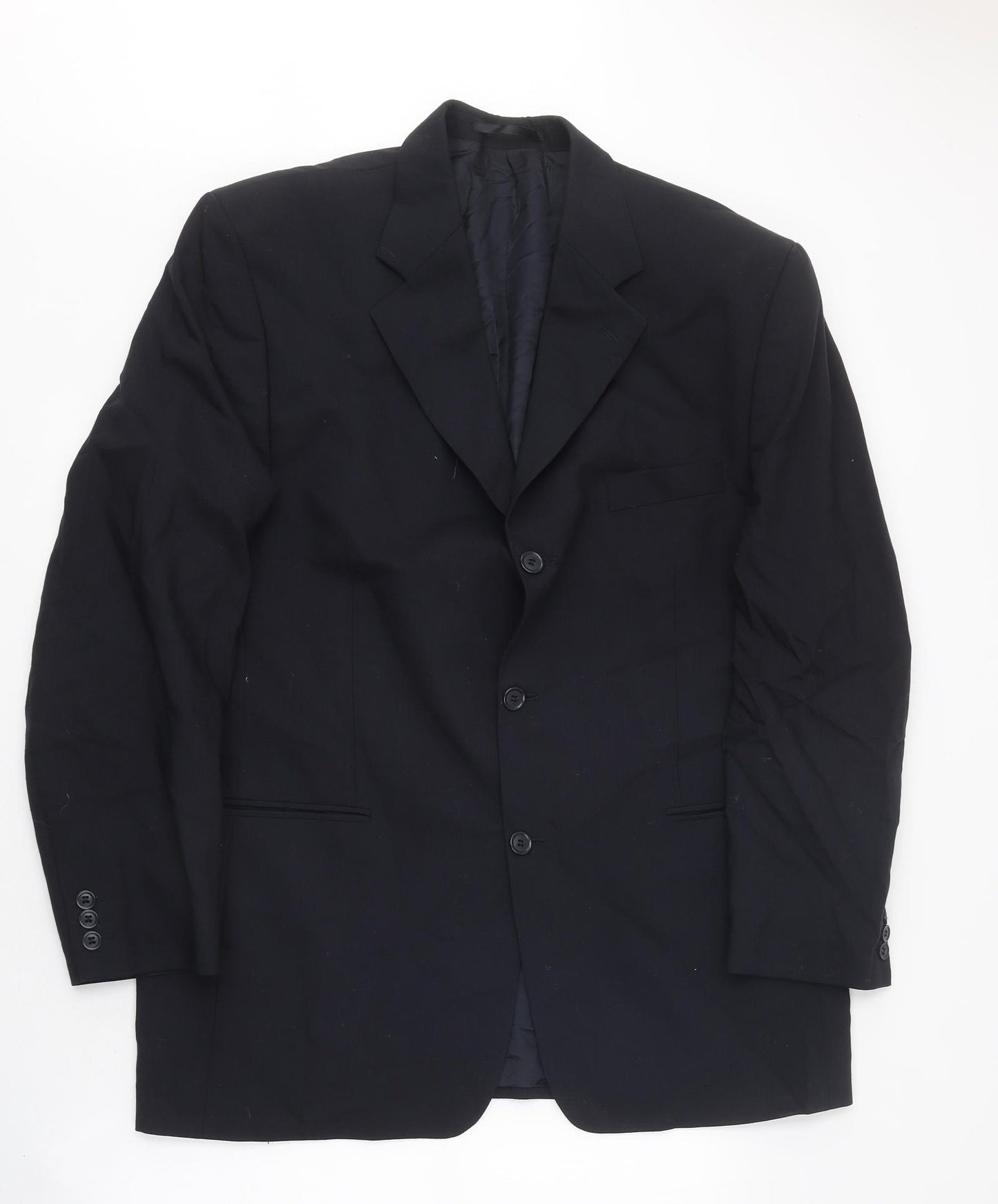Preworn Mens Black Jacket Blazer Size 42 Button
