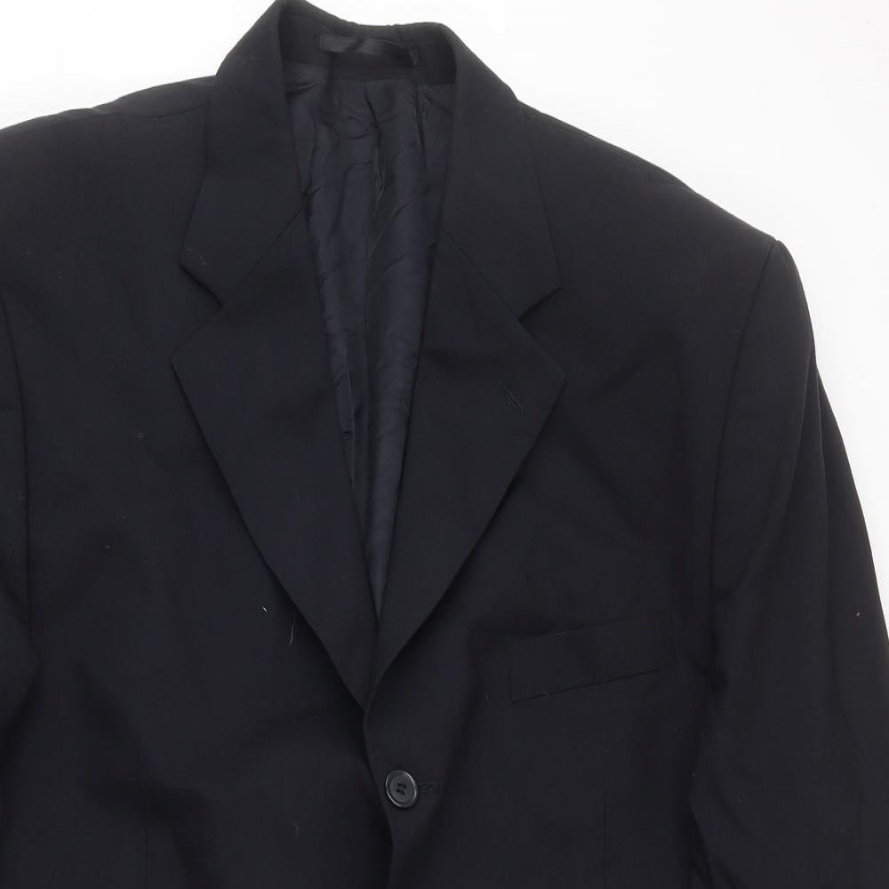 Preworn Mens Black Jacket Blazer Size 42 Button