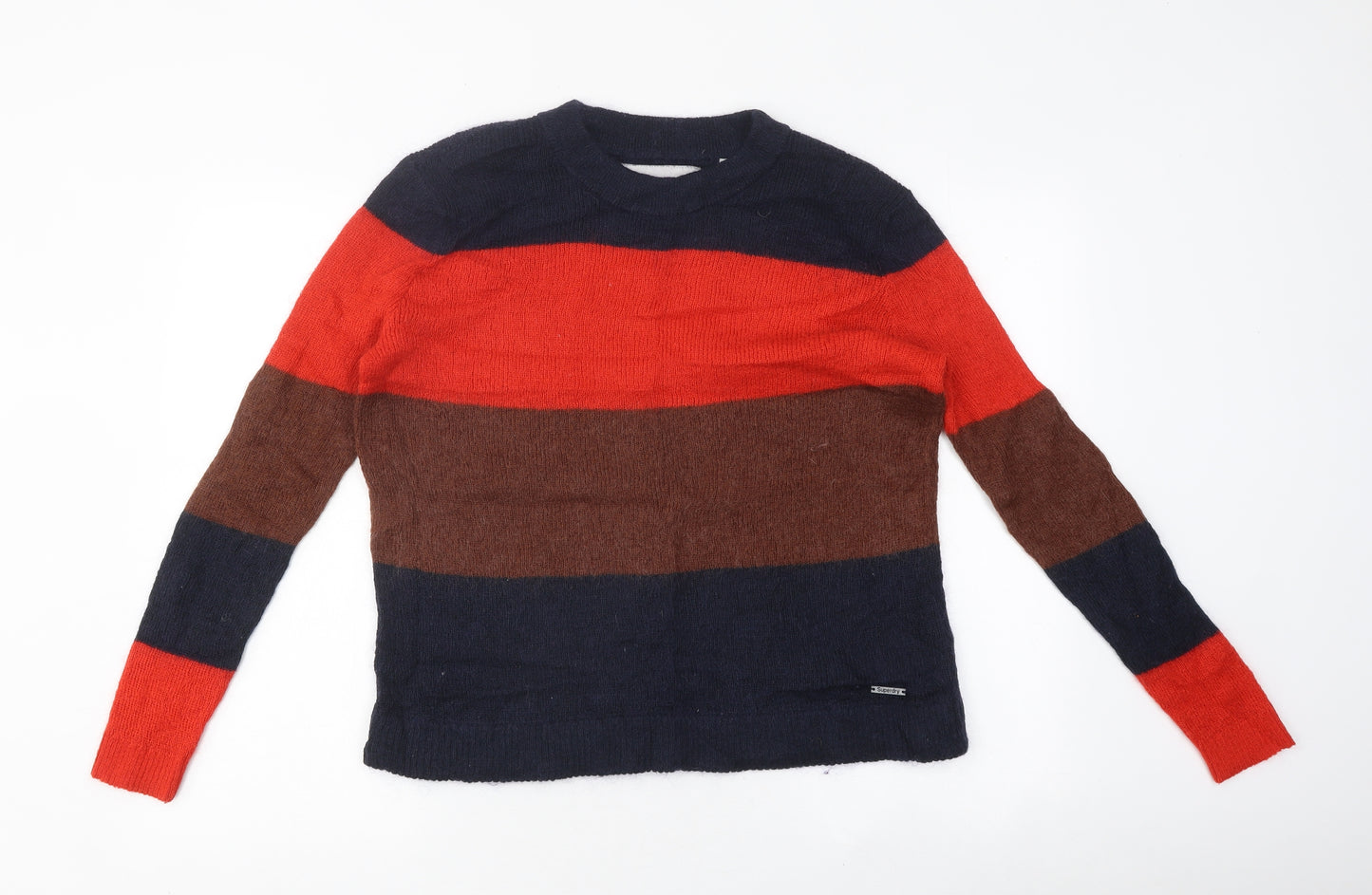 Superdry Mens Multicoloured Round Neck Striped Polyester Pullover Jumper Size S