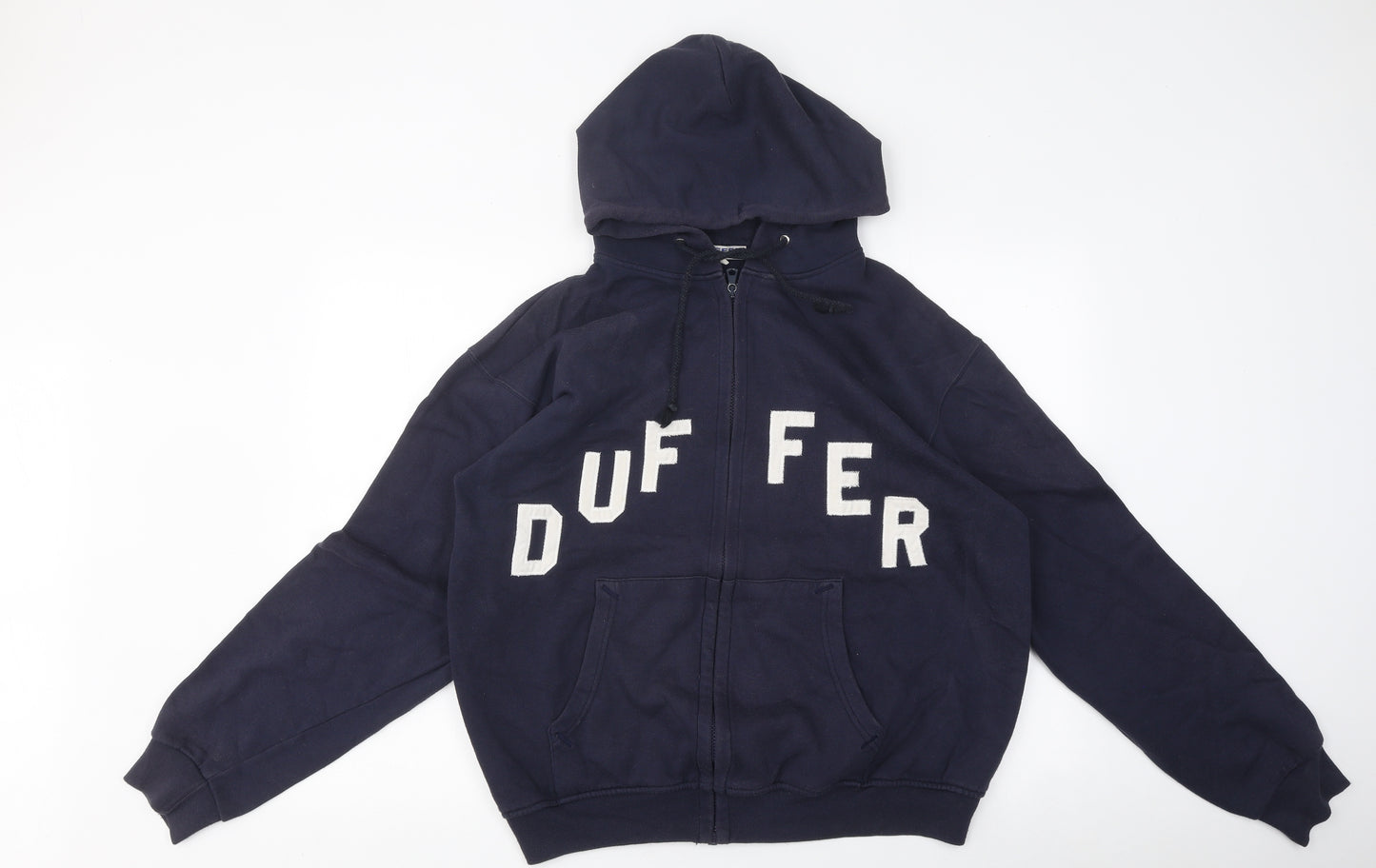 Duffer Mens Blue High Neck Polyester Full Zip Jumper Size L